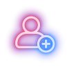 Png add friend pink icon for social media app neon style